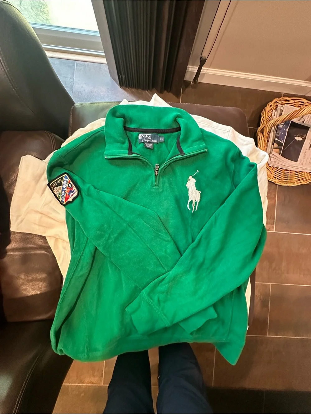 Polo by Ralph Lauren Bright Green Quarter-Zip Fleece Pullover
